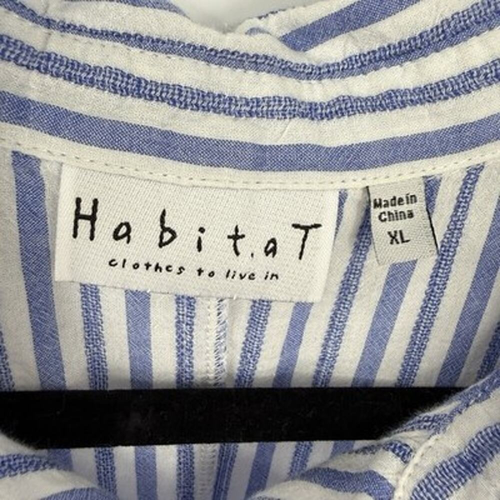 Habitat Clothes Textured Cotton Button Up Tunic XL Blue Striped Long Sleeve - Picture 11 of 12